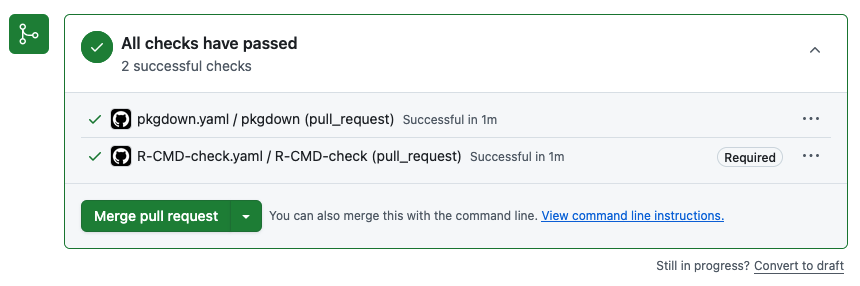 Merging is allowed once the check succeeds
